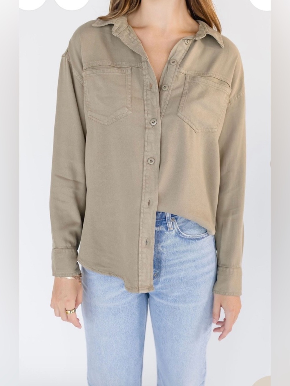 Braxton Button Down Women’s Shirt by Velvet Heart - LARGE - Olive (NEW w/o TAG)